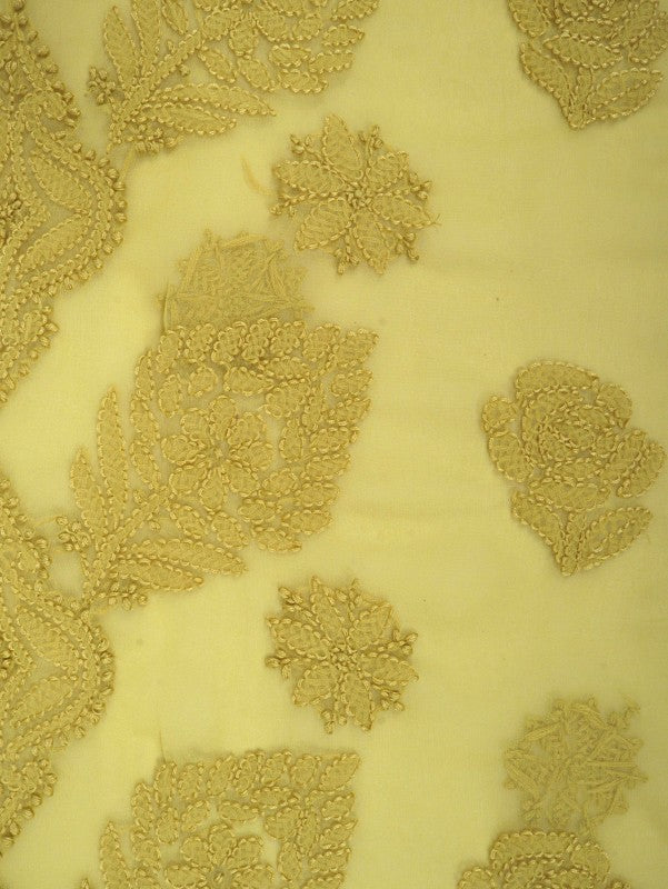 Ada Hand Embroidered Chartreuse Green Georgette Lucknowi Chikankari Unstitched Suit Piece A211227