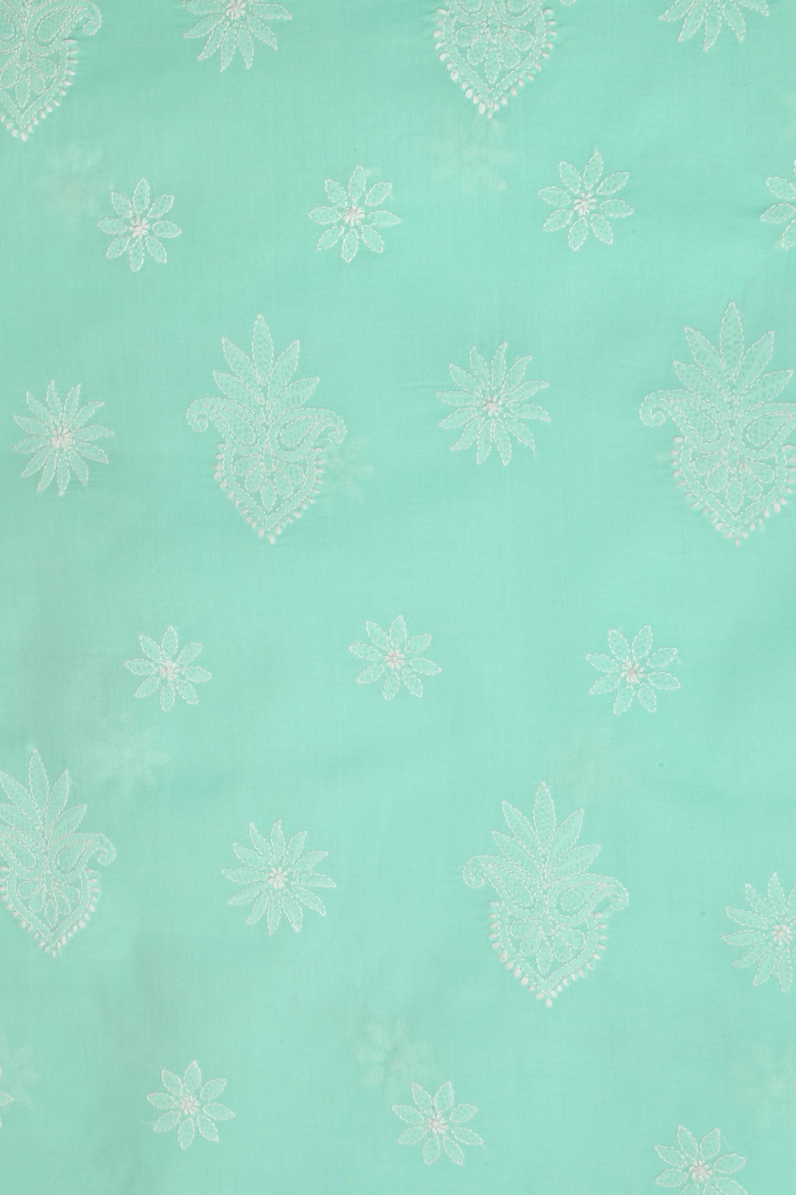 Ada Hand Embroidered Sea Green Cotton Lucknowi Chikankari Unstitched Suit Piece A211199