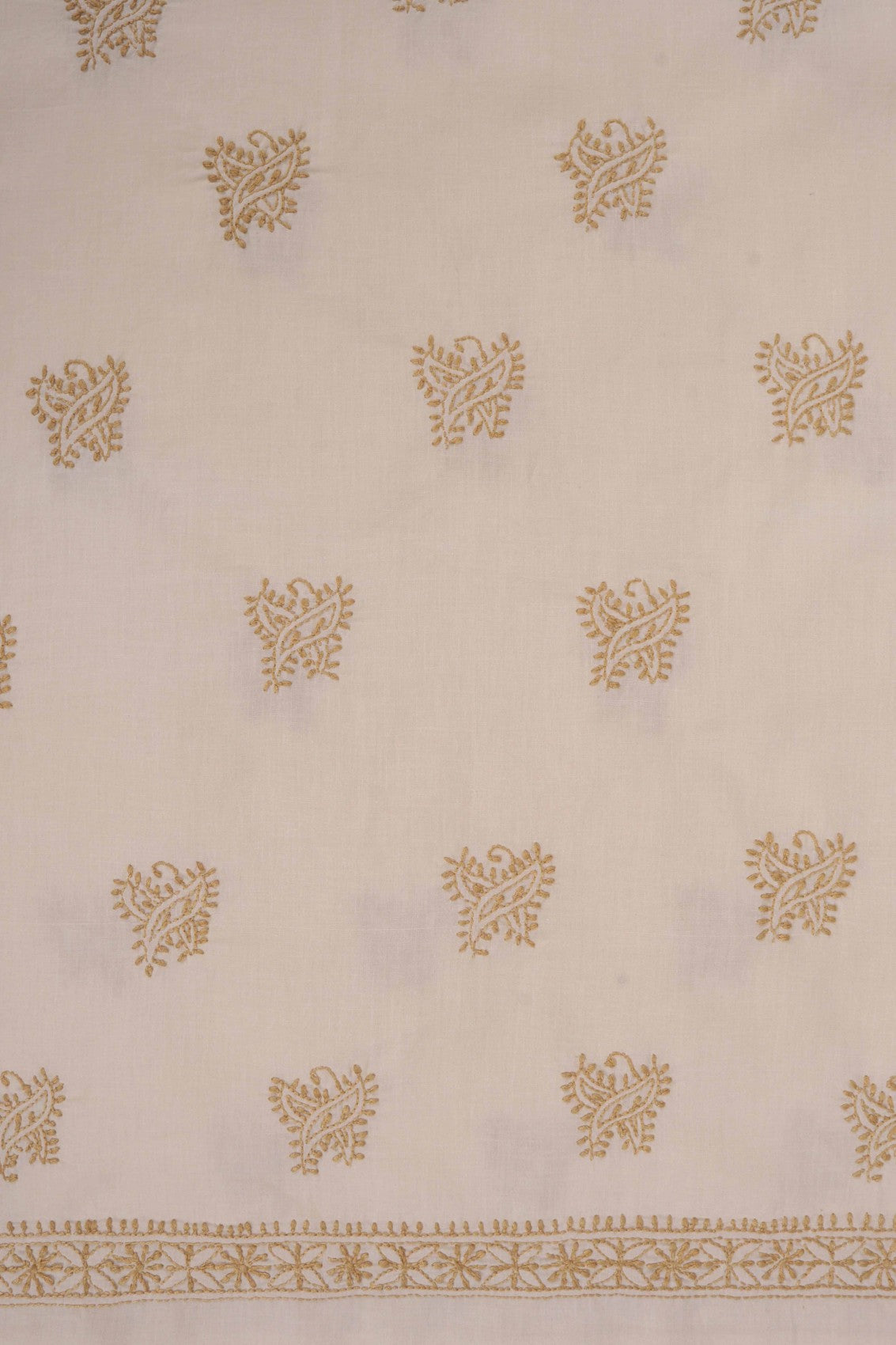 Ada Hand Embroidered Cream Cotton Lucknowi Chikankari Unstitched Kurta Piece A220512