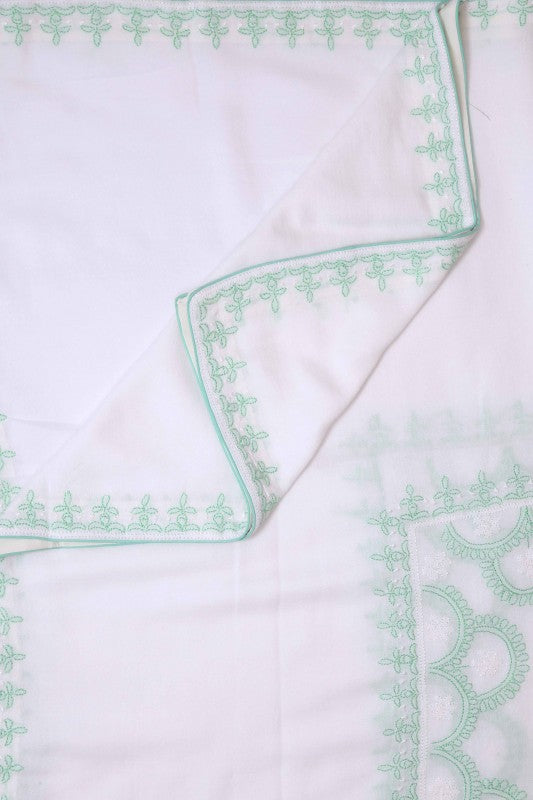 Ada Hand Embroidered White Cotton Lucknowi Chikankari Table Cover A475725