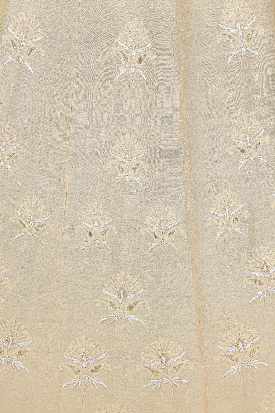 Ada Hand Embroidered Fawn Tusser Silk Lucknowi Chikankari Lehenga Skirt (only skirt) A625489