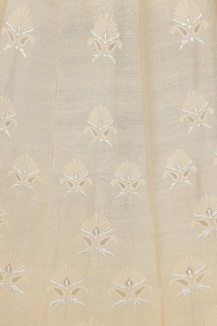 Ada Hand Embroidered Fawn Tusser Silk Lucknowi Chikankari Lehenga Skirt (only skirt) A625489