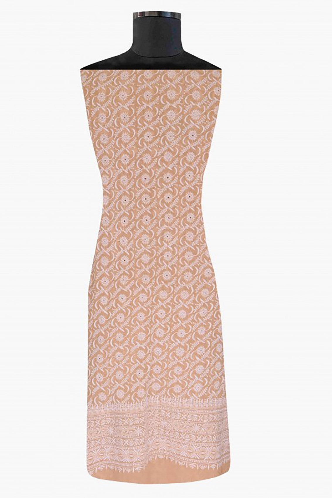 Ada Hand Embroidered Peach Pure Georgette Lucknowi Chikankari Unstitched Suit Piece A171903