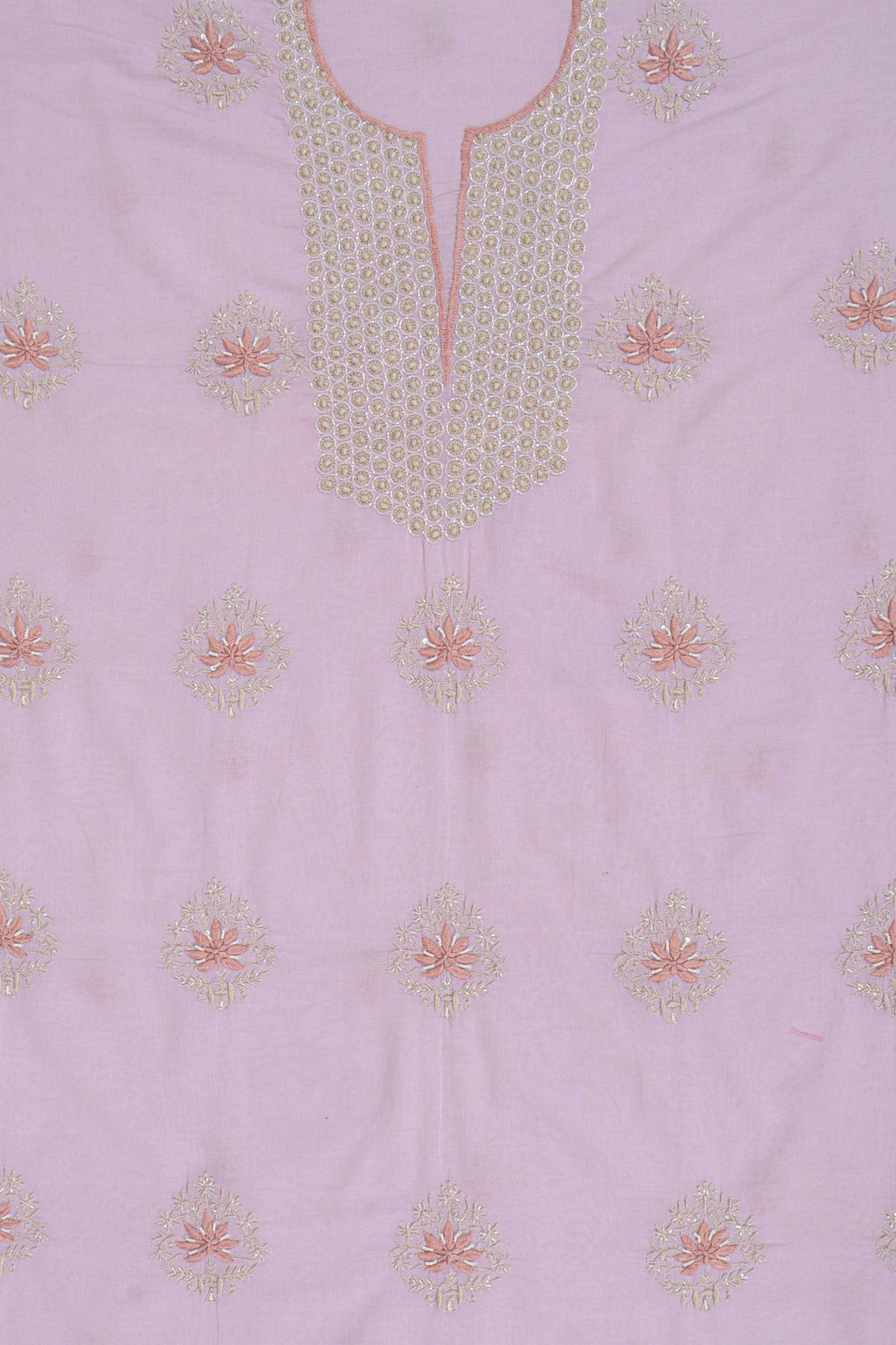 Ada Hand Embroidered Lilac Cotton Lucknowi Chikankari Unstitched Suit Piece With Cutdana Work 01A196770