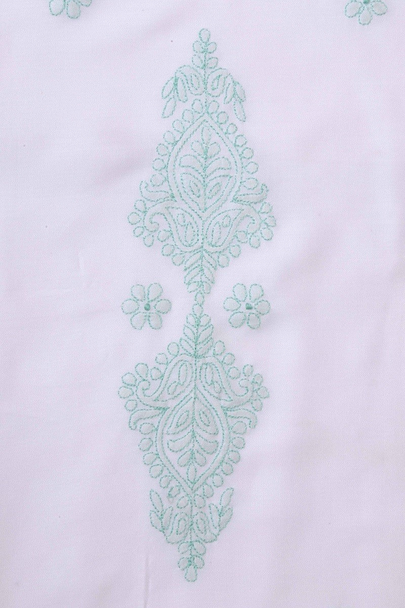 Ada Hand Embroidered White Cotton Lucknowi Chikankari Table Cover A355756