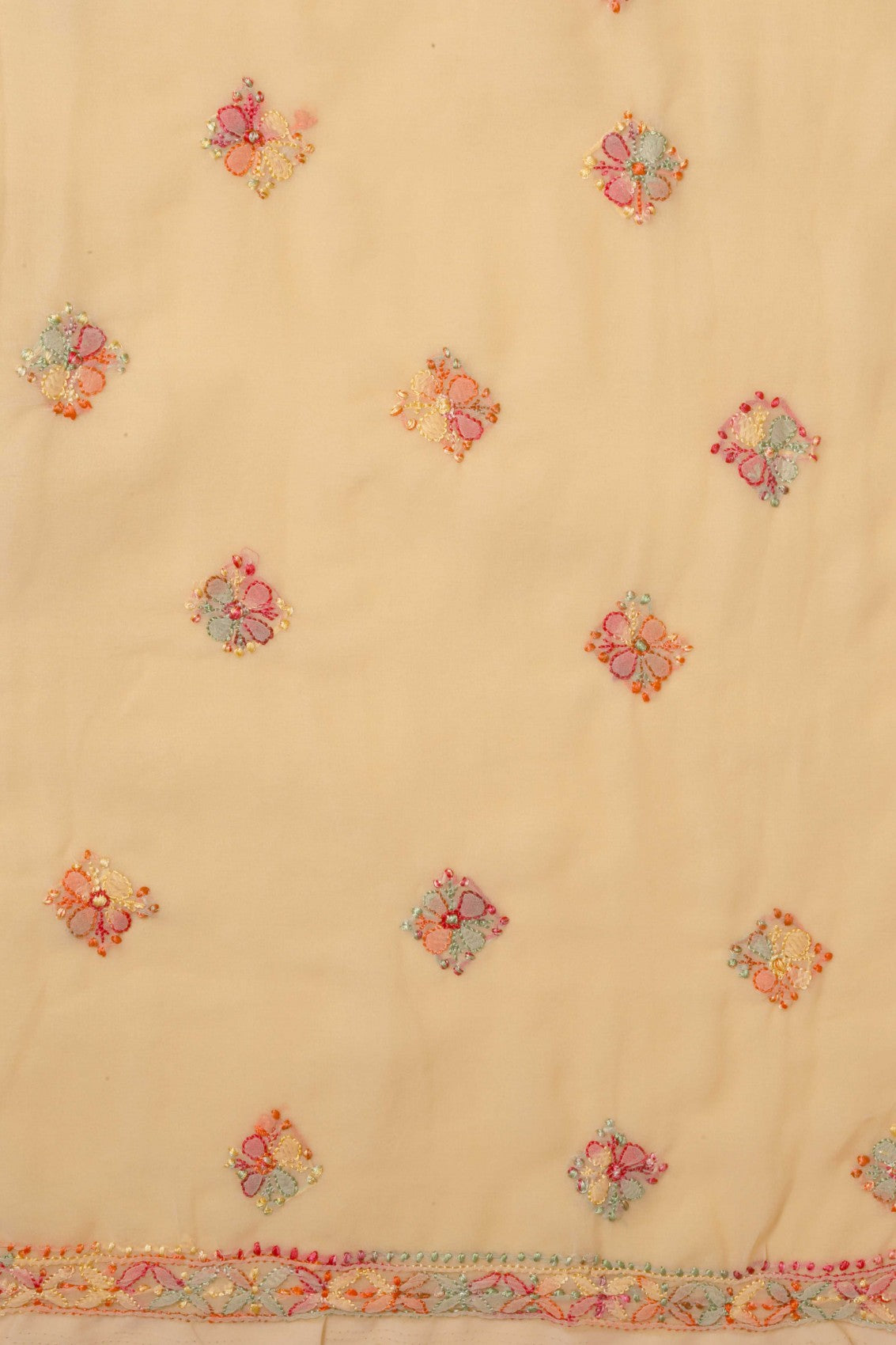 Ada Hand Embroidered Fawn Georgette Lucknowi Chikankari Unstitched Suit Piece A211178