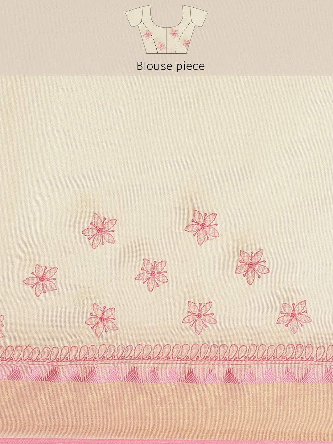 Ada Hand Embroidered Fawn Kota Lucknow Chikan Saree With Blouse A311263