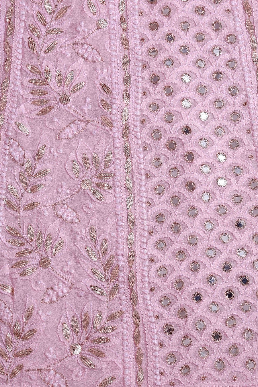Ada Hand Embroidered Pink Georgette Lucknowi Chikankari Semi-stitched Anarkali Set With Gotapatti work – A610944