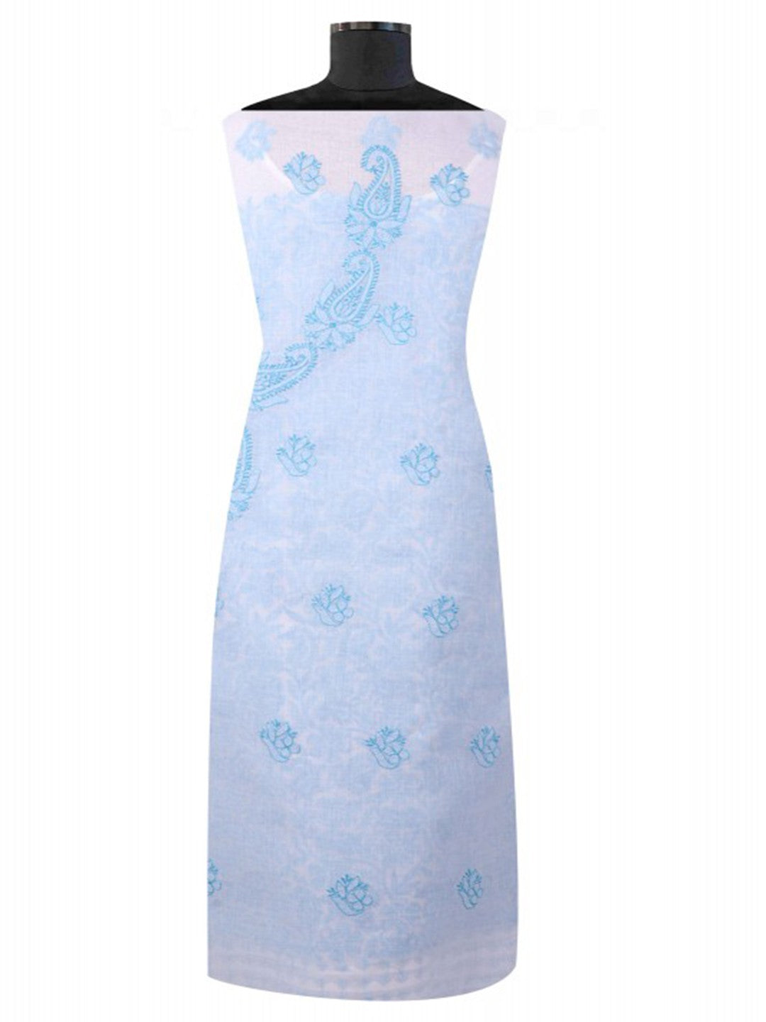 Ada Hand Embroidered White Cotton Lucknowi Chikankari Unstitched Suit Piece 01A106218