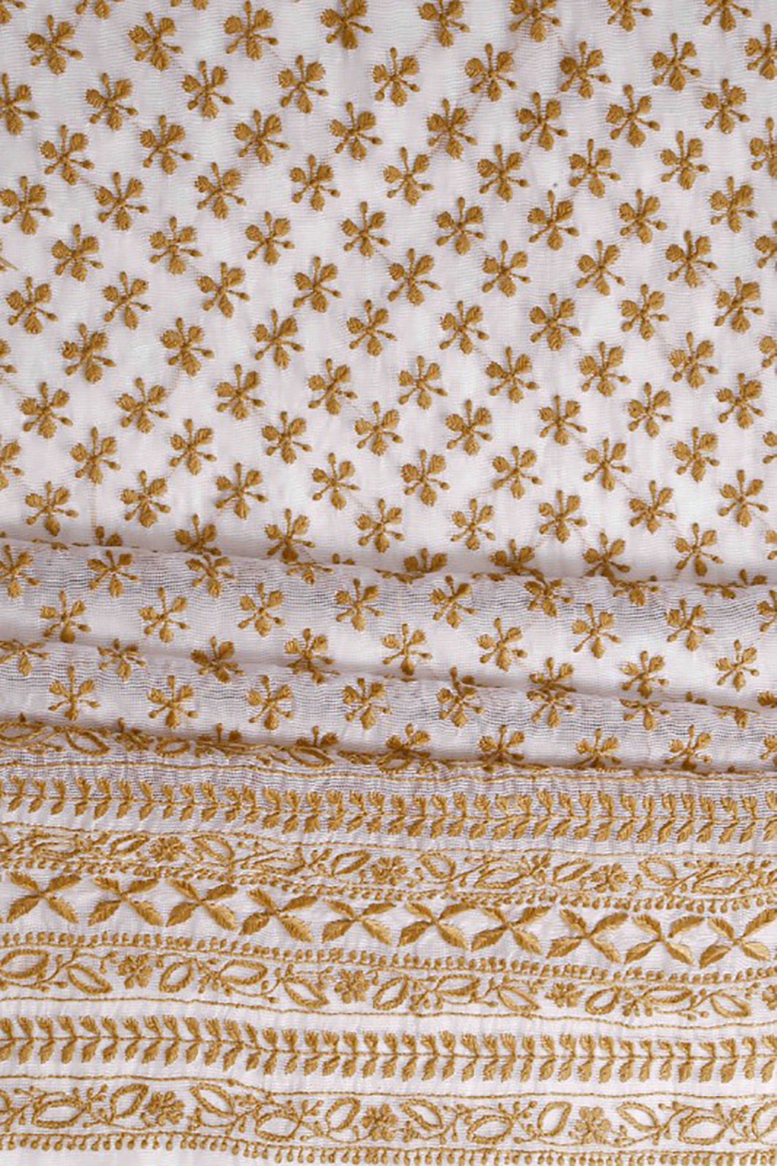 Ada Hand Embroidered White Net Lucknowi Chikankari Unstitched Suit Piece A618971