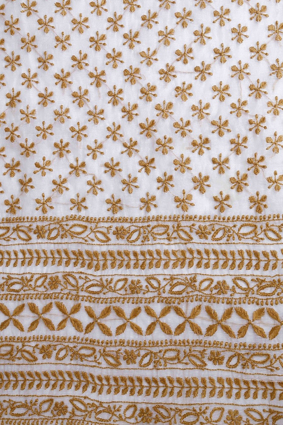 Ada Hand Embroidered White Net Lucknowi Chikankari Unstitched Suit Piece A618971