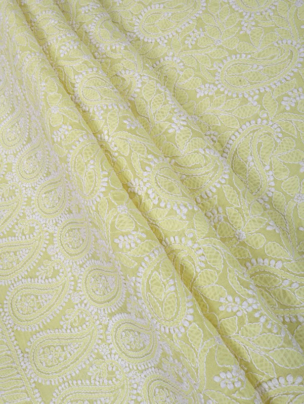 Ada Hand Embroidered Lemon Cotton Lucknowi Chikankari Unstitched Suit Piece 01A197630