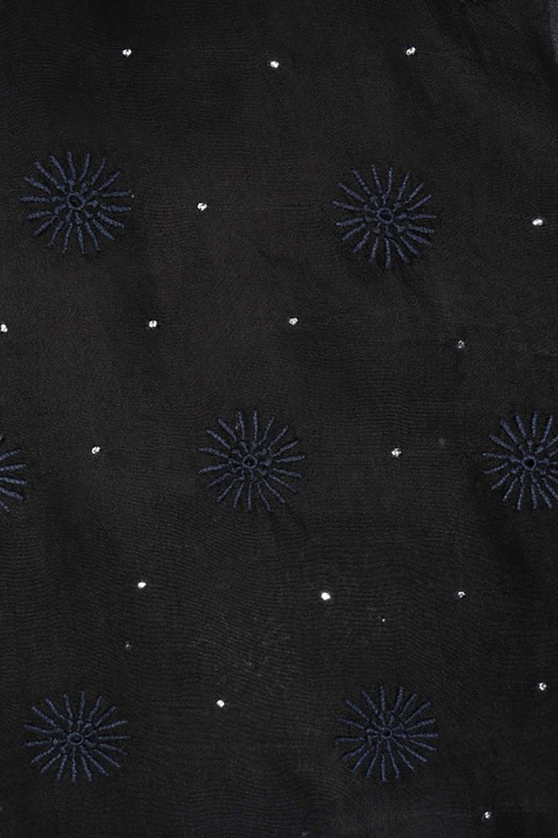 Ada Hand Embroidered Black Tissue Lucknowi Chikankari Unstitched Kurta Dupatta Set With Muqaish Work A606148