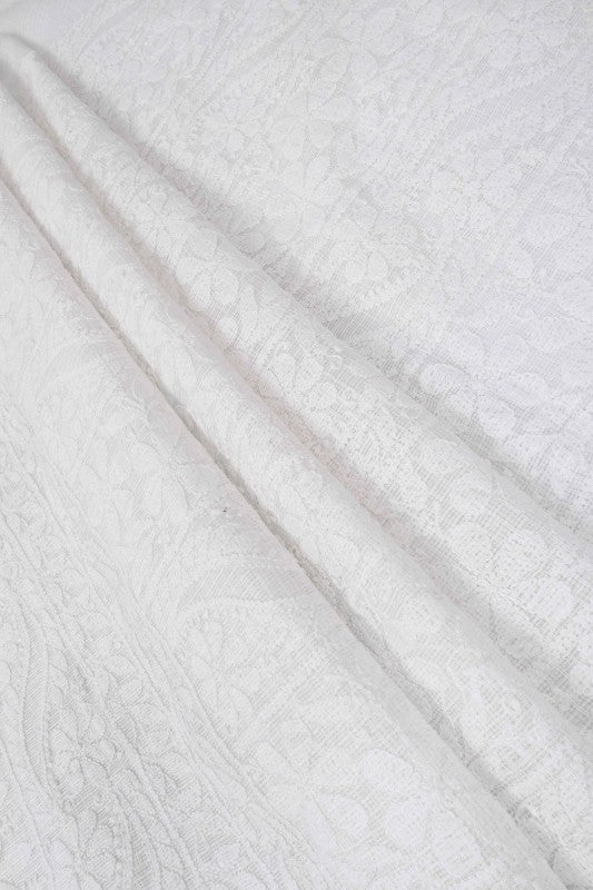 Ada Hand Embroidered White Kota Lucknowi Chikan Unstitched Kurta Piece A623134