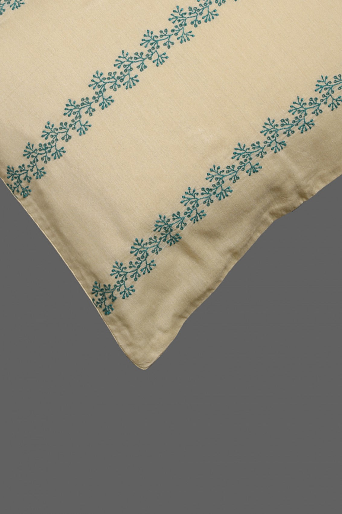 Ada Hand Embroidered Fawn Silk Lucknowi Chikankari Cushion Cover 01A108233