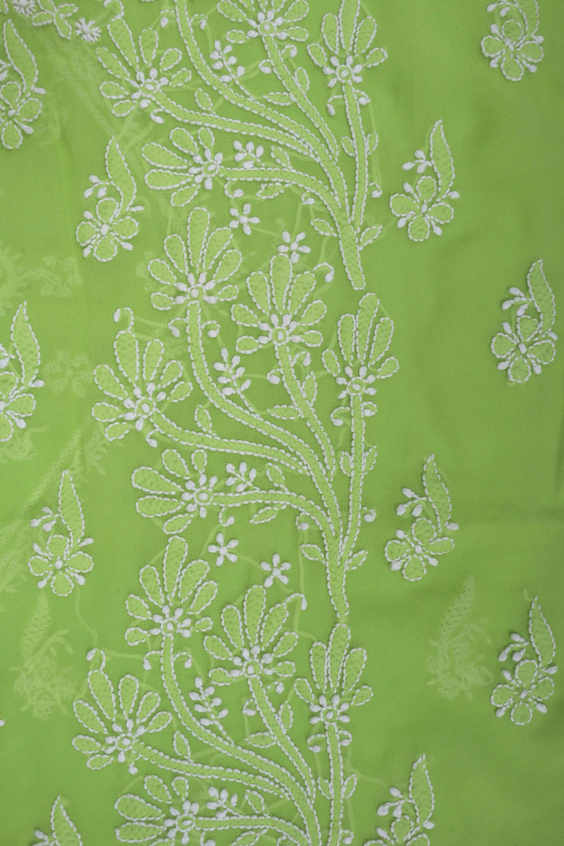 Ada Hand Embroidered Parrot Green Georgette Lucknowi Chikankari Unstitched Suit Piece A615327