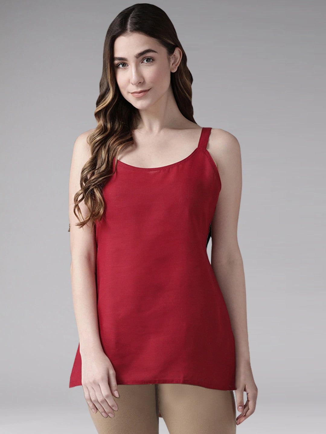 Ada Black and Maroon Cotton Short Slips Combo of 2 A111158..