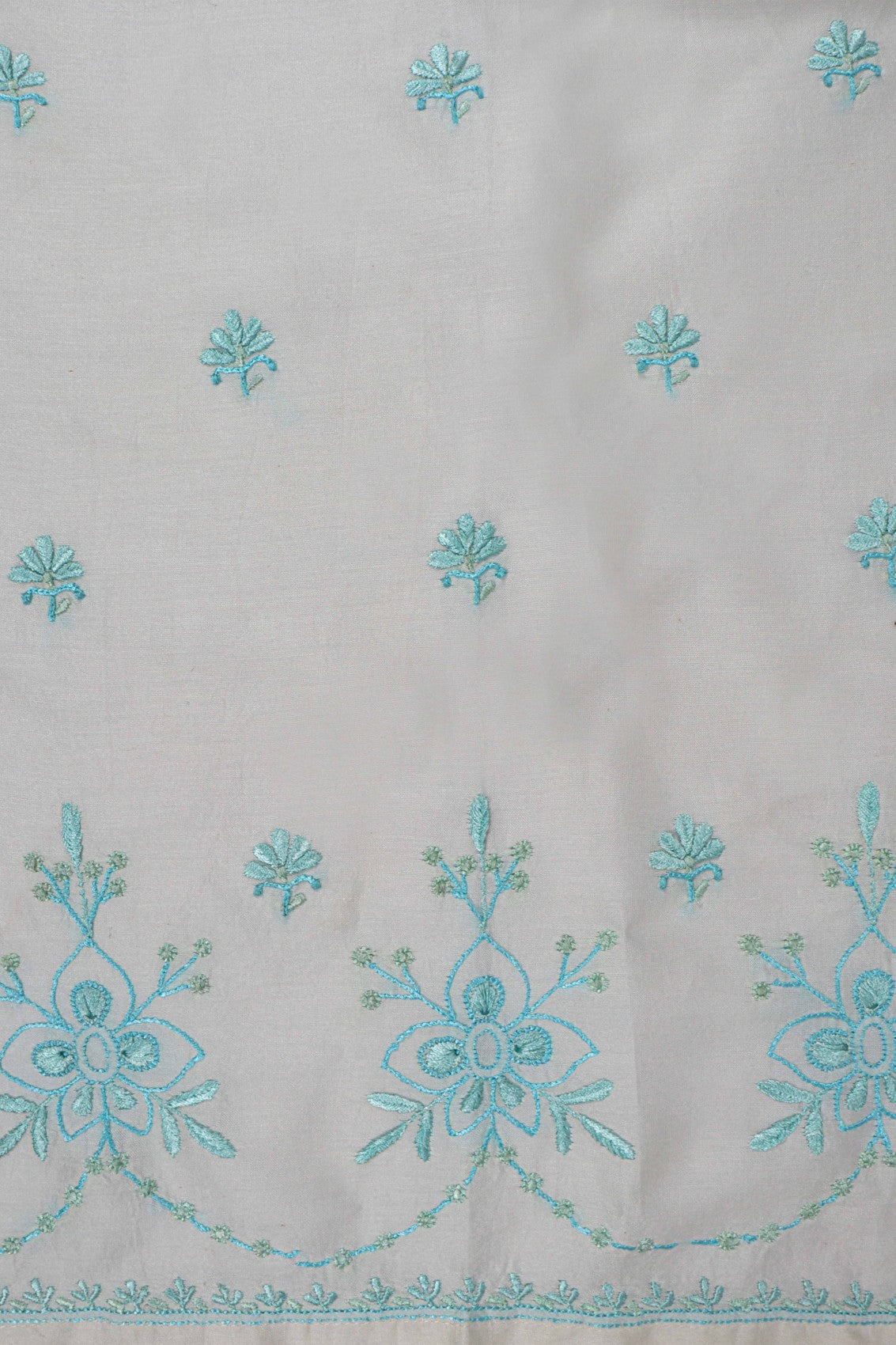 Ada Hand Embroidered Off White Silk Lucknowi Chikankari Semi-Stitched Anarkali Kurta Piece A422554
