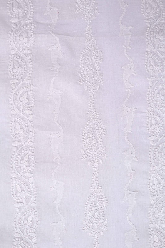 Ada Hand Embroidered White Cotton Lucknowi Chikankari Unstitched Men's Kurta Piece 01A122032