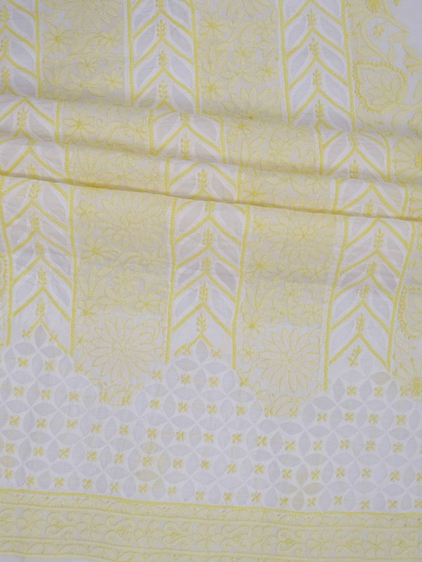 Ada Hand Embroidered White Cotton Lucknowi Chikankari Unstitched Suit Piece 01A133327