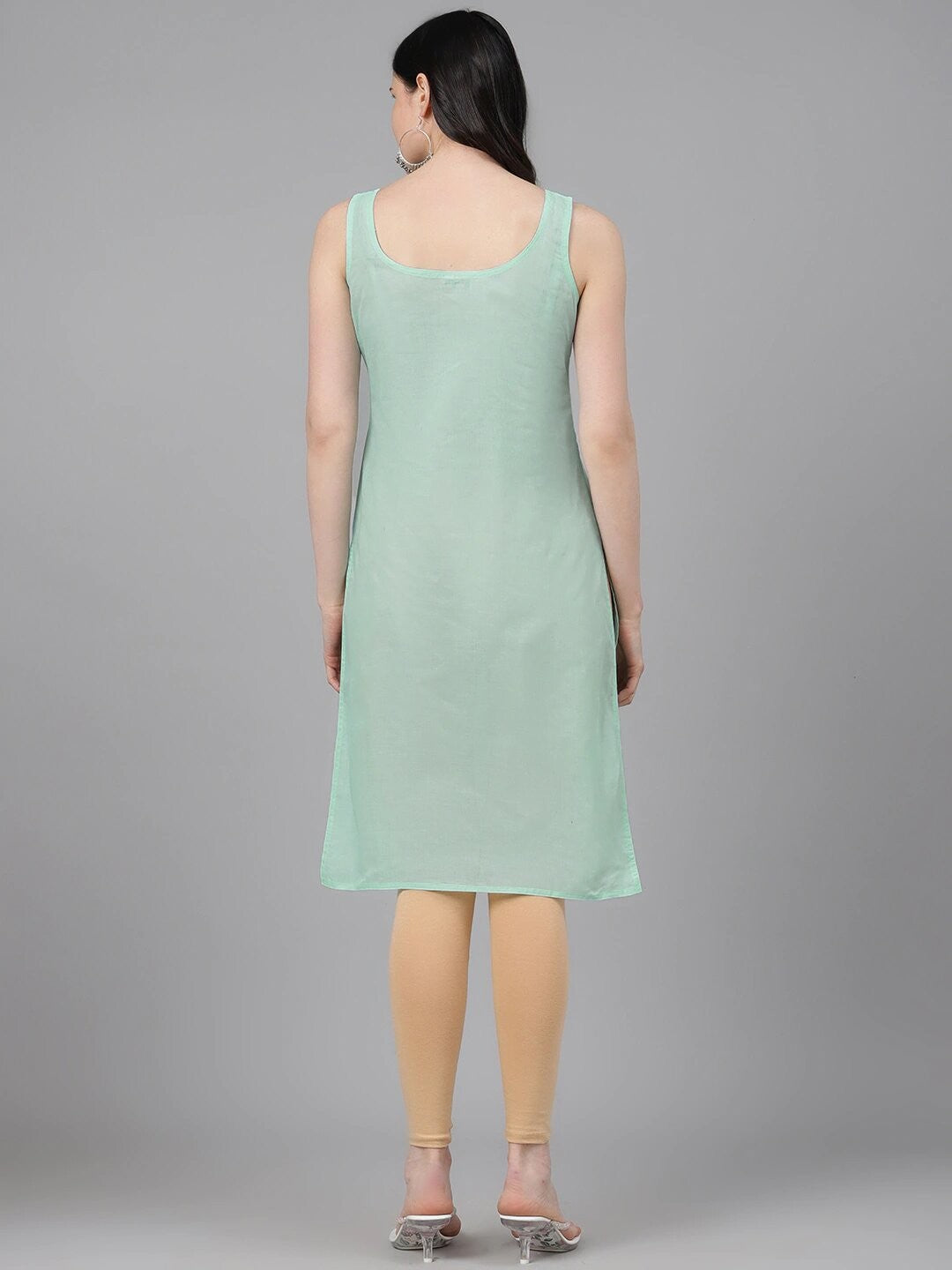 Ada Sea Green and Black Cotton Long Slips Combo of 2  A294995.