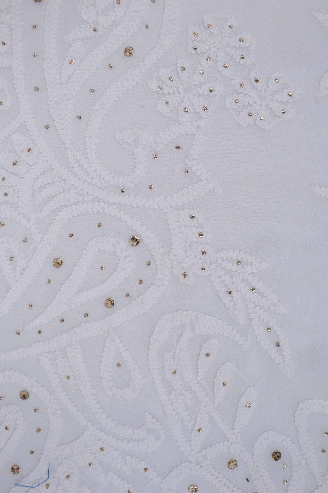 Ada Hand Embroidered White Georgette Lucknowi Chikankari Saree/Blouse With Muqaish Work 01A179414