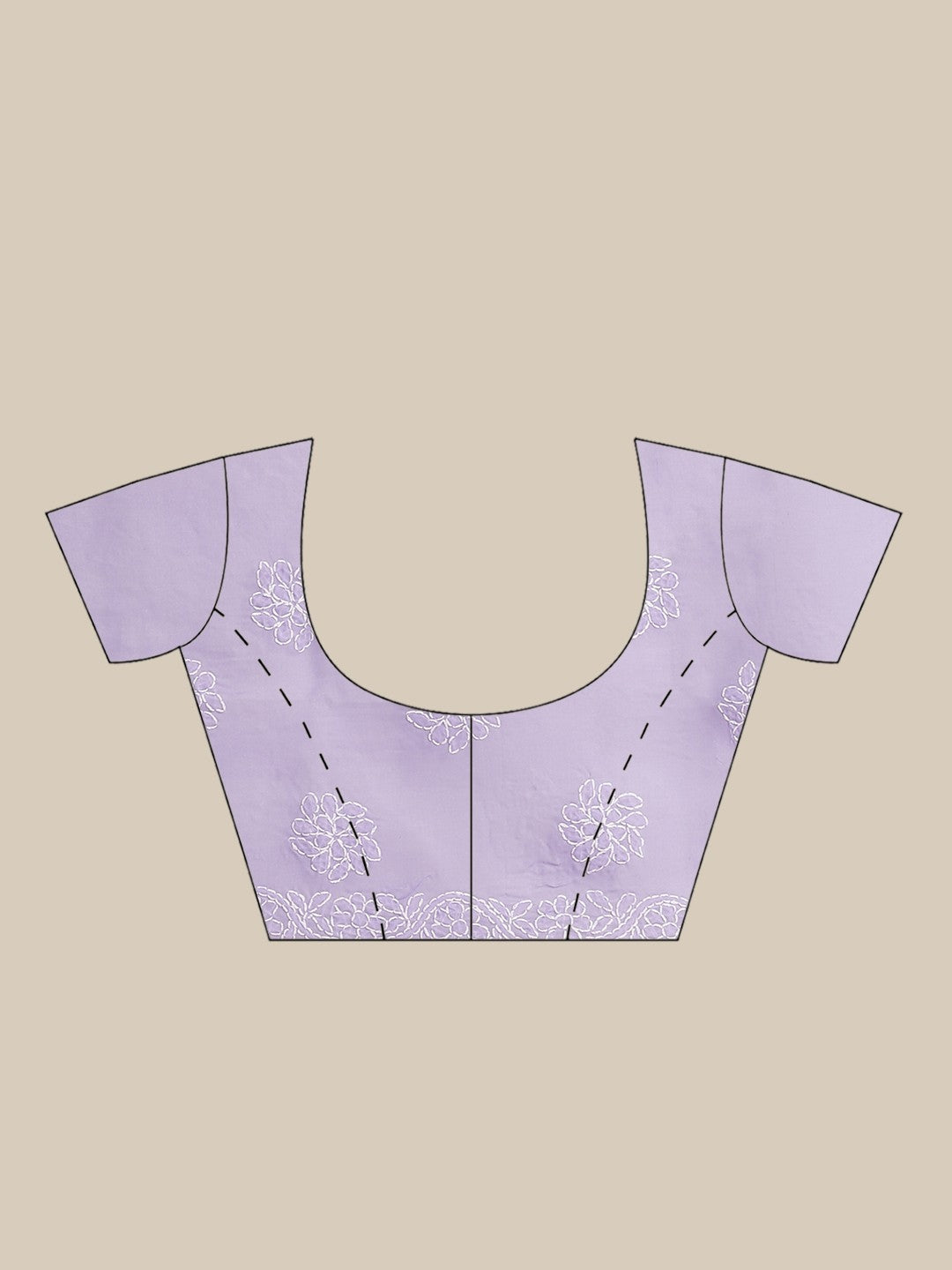 Ada Hand Embroidered Lavender Cotton Lucknow Chikan Saree With Blouse-A311172