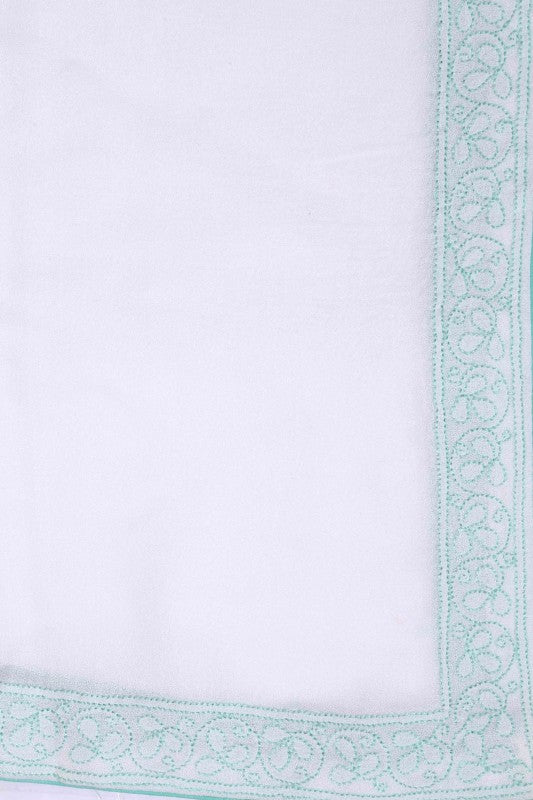Ada Hand Embroidered White Cotton Lucknowi Chikankari Table Cover A475715
