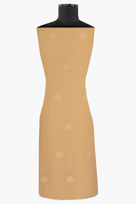 Ada Hand Embroidered Fawn Georgette Lucknowi Chikan Unstitched Kurta Piece-A370783