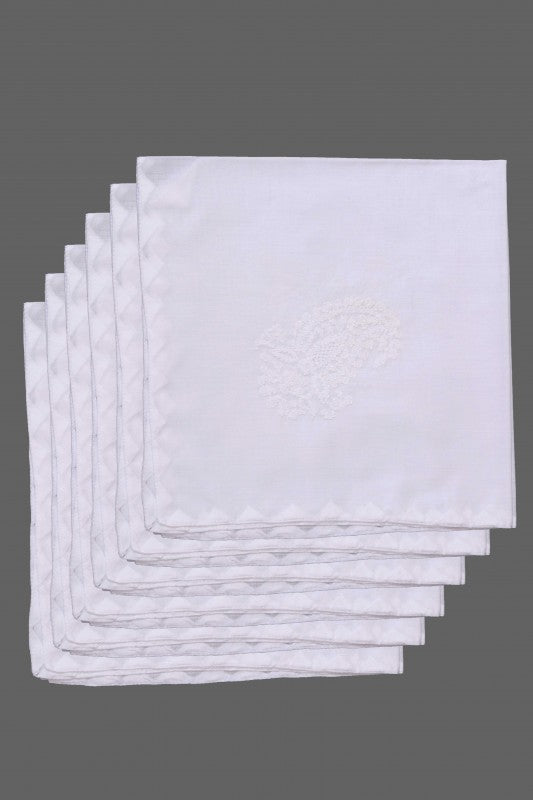 Ada Hand Embroidered White Linen Lucknowi Chikan Cocktail Set- A507035