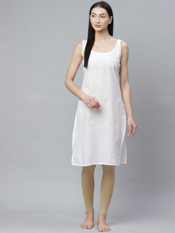 Ada White and Mustard Cotton Long Slips Combo of 2 A111125.
