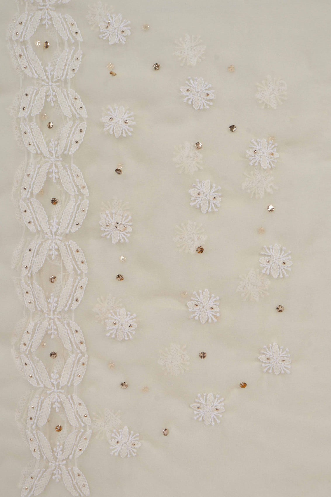 Ada Hand Embroidered Fawn Georgette Lucknowi Chikankari Saree/Blouse With Muqaish Work A516684