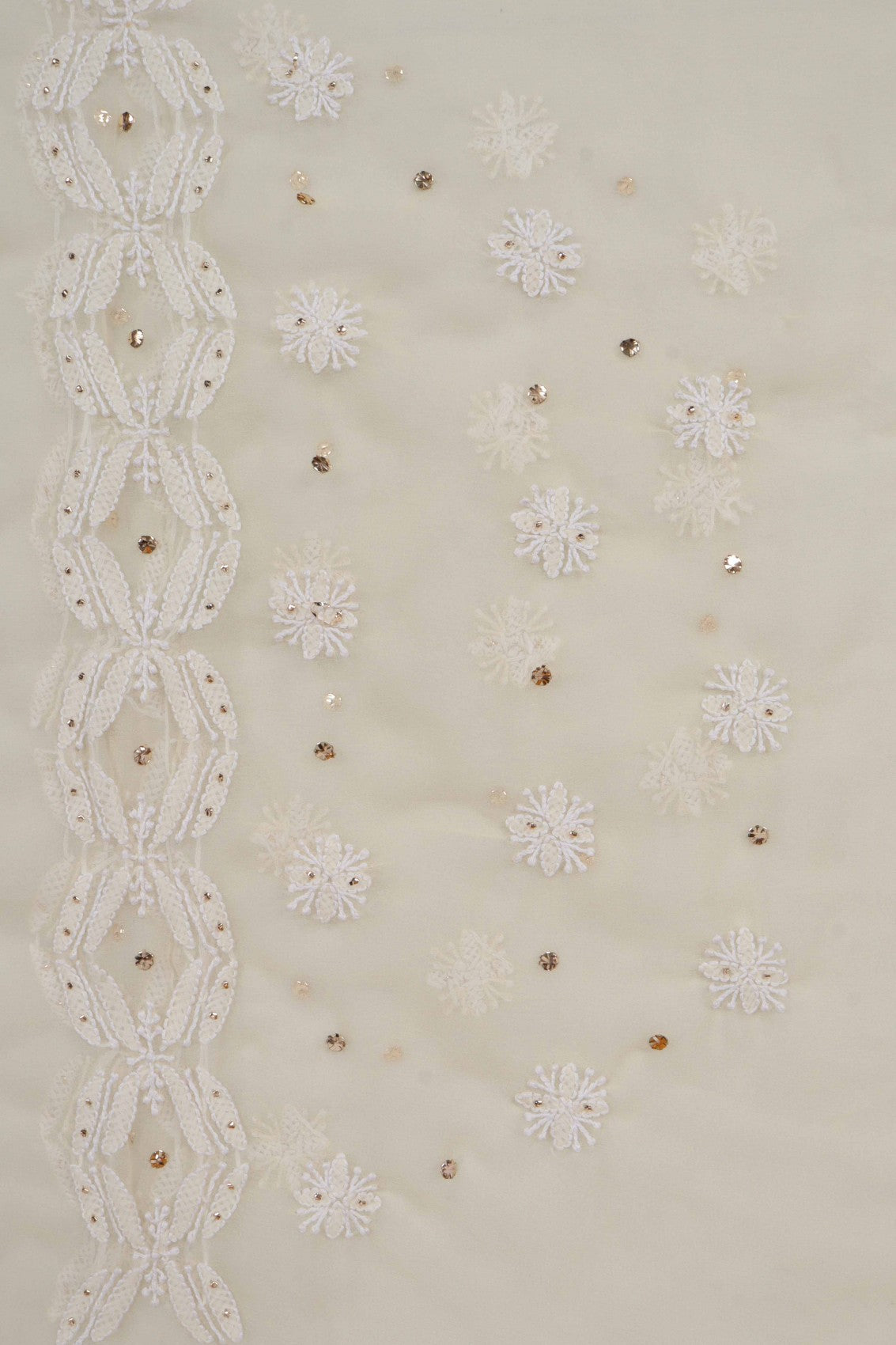 Ada Hand Embroidered Fawn Georgette Lucknowi Chikankari Saree/Blouse With Muqaish Work A516684