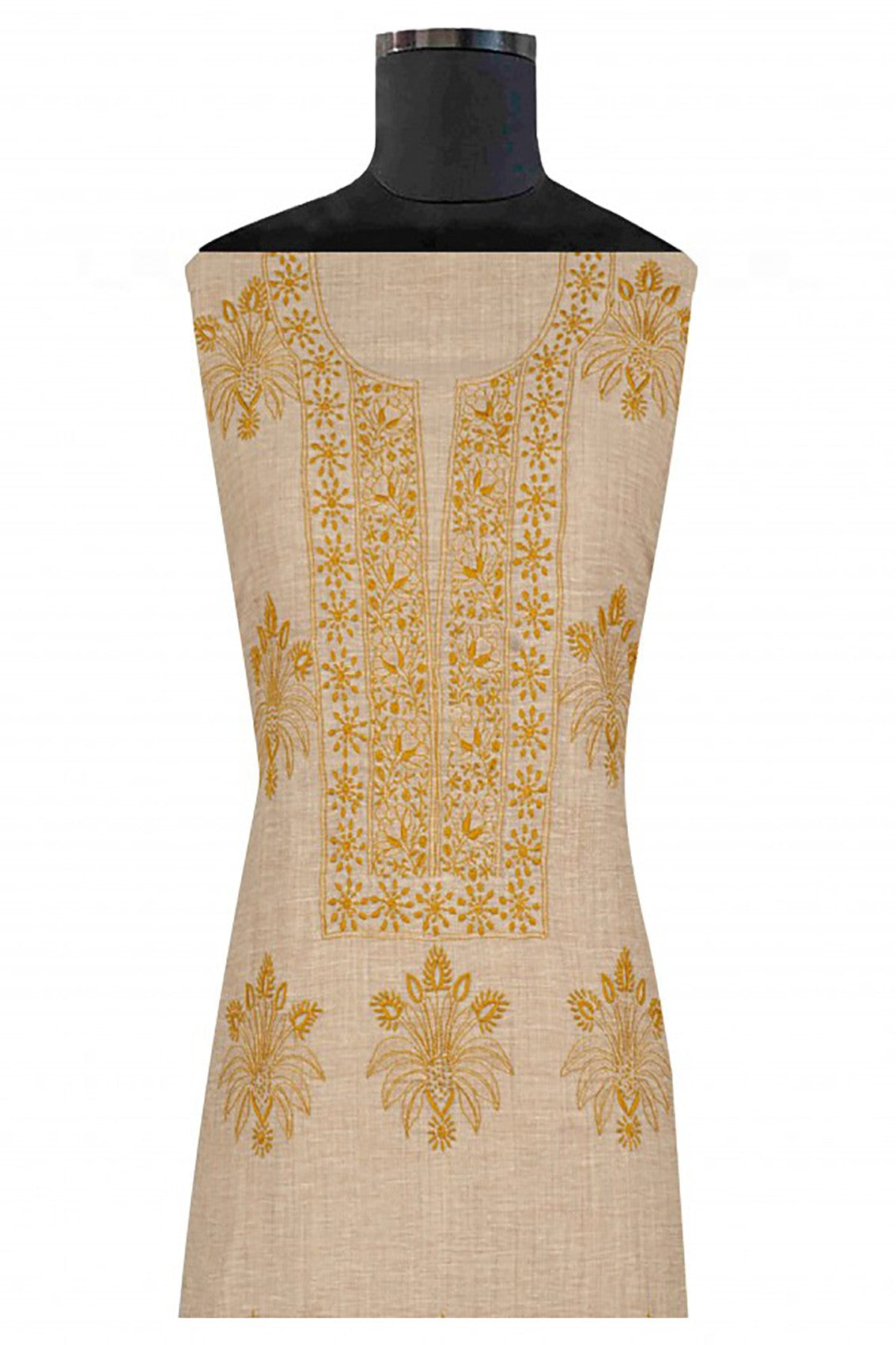 Ada Hand Embroidered Fawn Khadi Lucknowi Chikankari Unstitched Suit Piece 01A67186