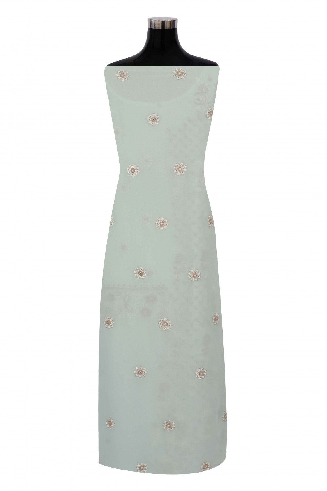 Ada Hand Embroidered Pastel Grey Pure Georgette Lucknowi Chikankari Unstitched Suit Piece With Cutdana Work A178232