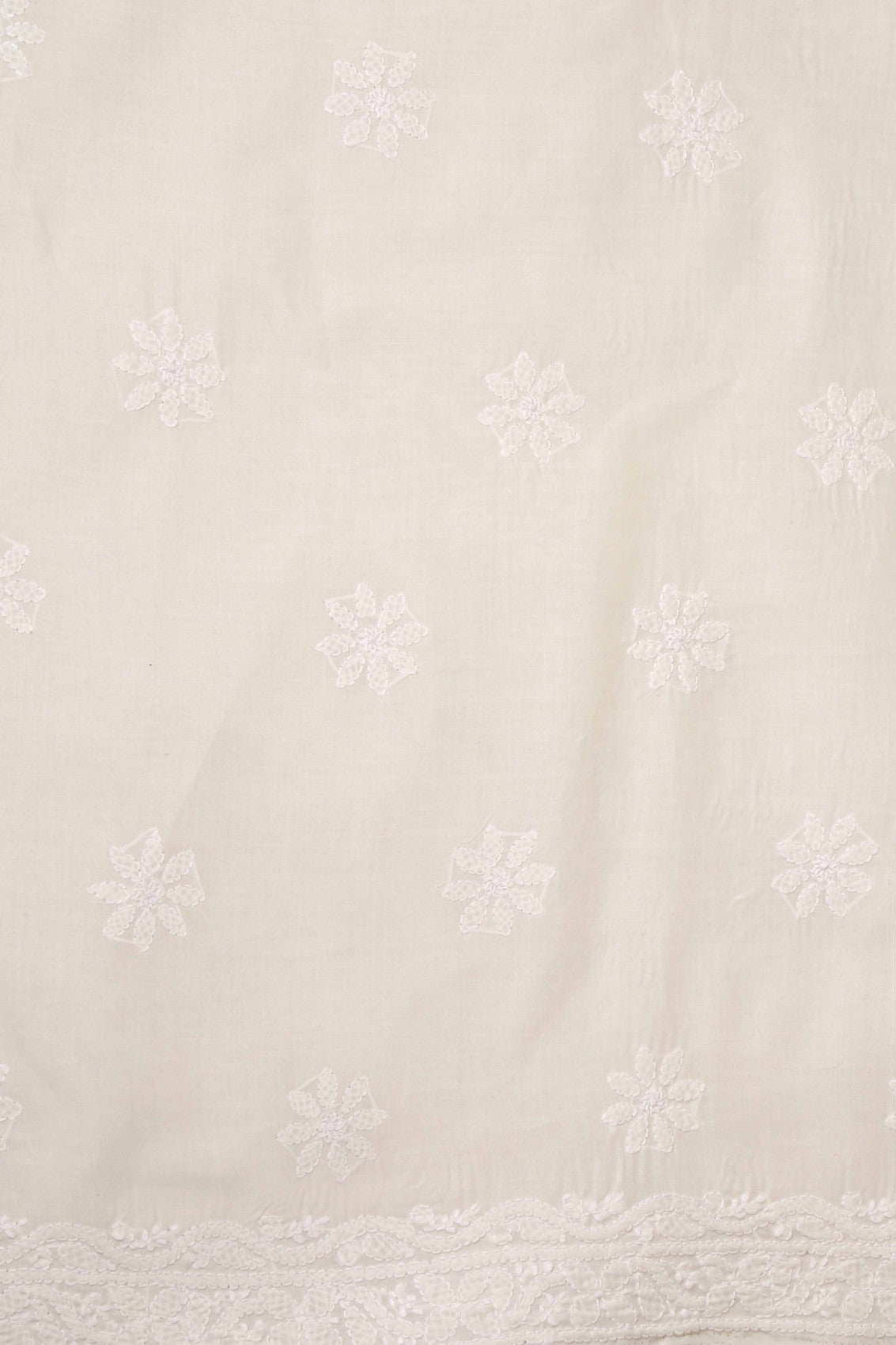 Ada Hand Embroidered Cream/White Cotton Lucknowi Chikankari Unstitched Suit Piece A211202