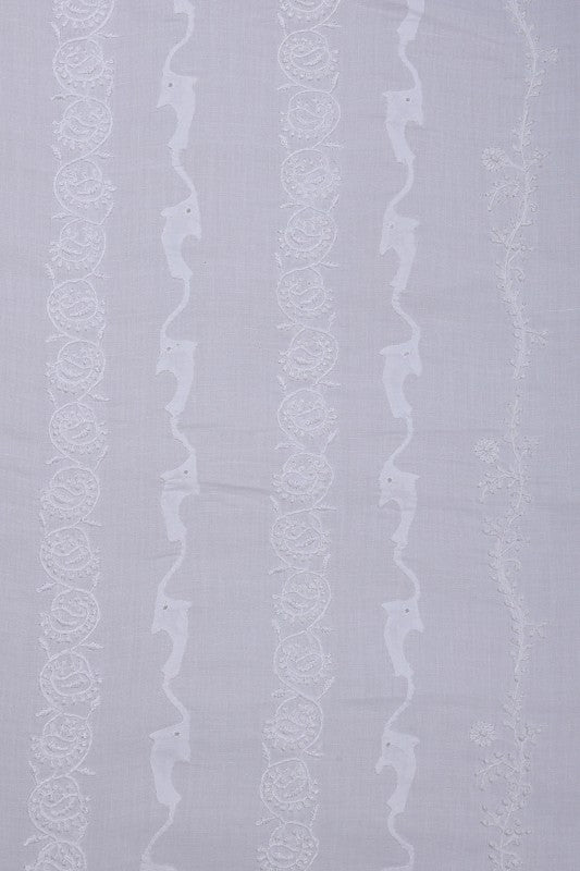 Ada Hand Embroidered White Cotton Lucknowi Chikankari Unstitched Men's Kurta Piece A618650