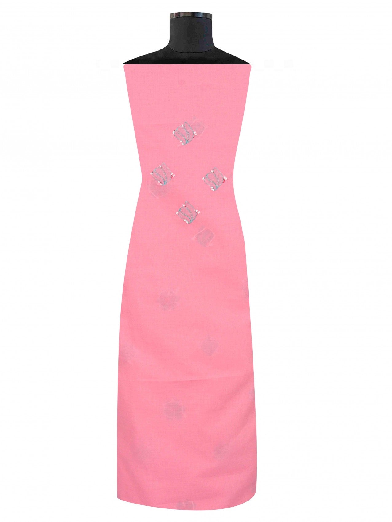 Ada Hand Embroidered Coral Pink Cotton Lucknowi Chikankari Unstitched Suit Piece 01A202426