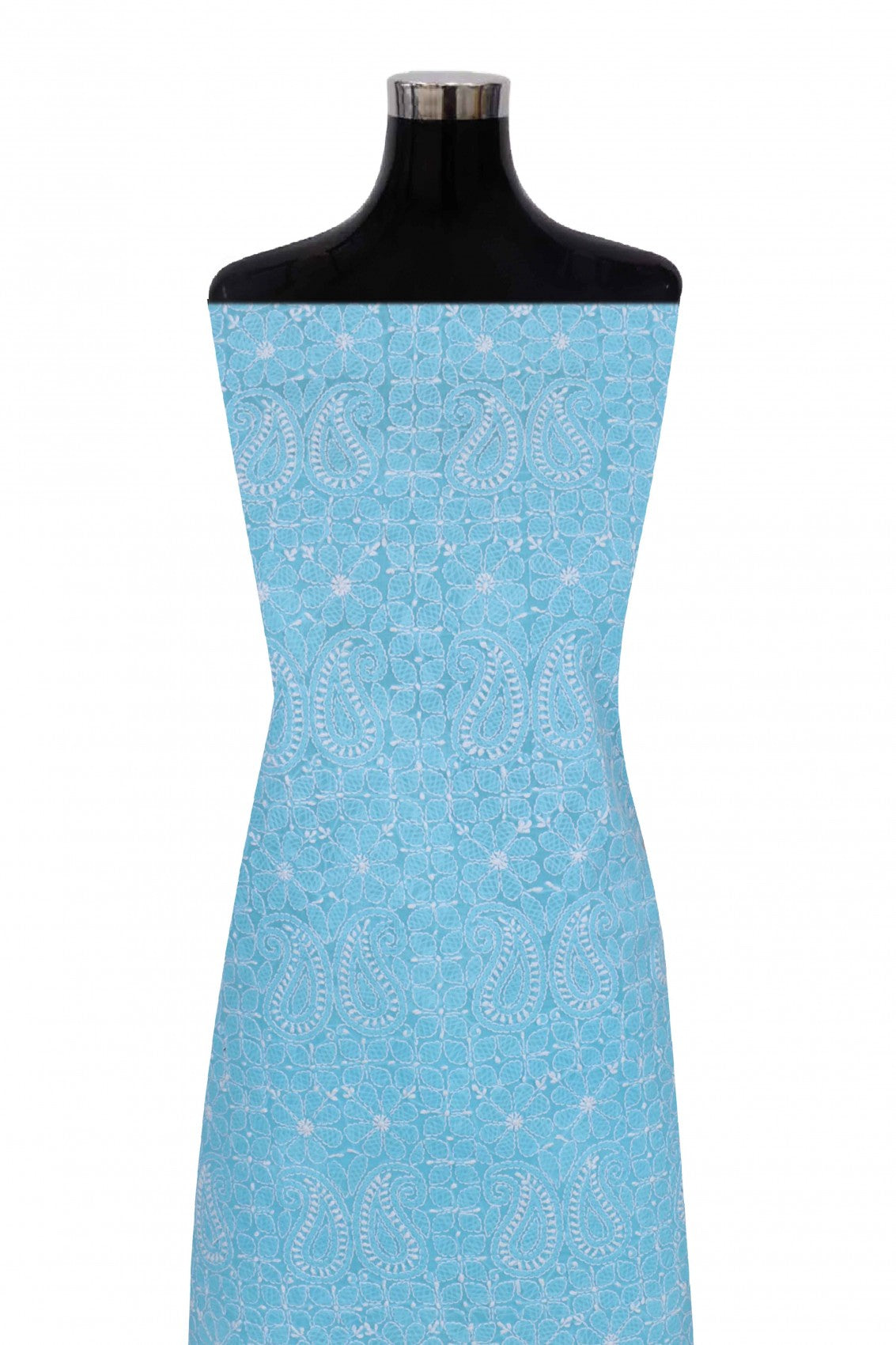 Ada Hand Embroidered Sky Blue Cotton Lucknowi Chikan Unstitched Suit Piece A495590