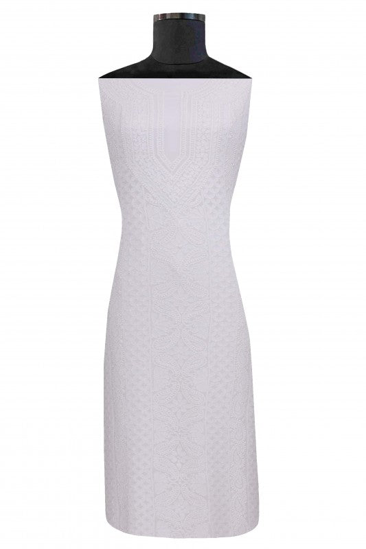 Ada Hand Embroidered White Georgette Lucknowi Chikan Unstitched Kurta Piece A580797