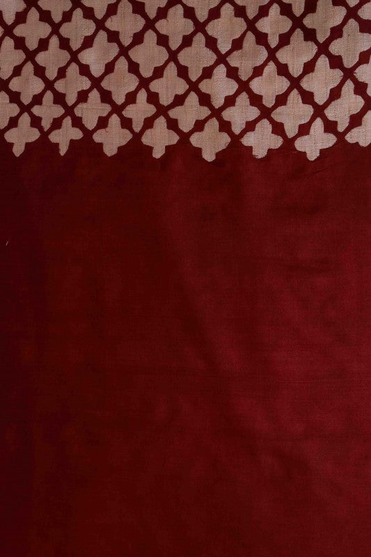 Ada Hand Embroidered Maroon Silk Chikan Unstitched Men's Kurta Piece-A241812