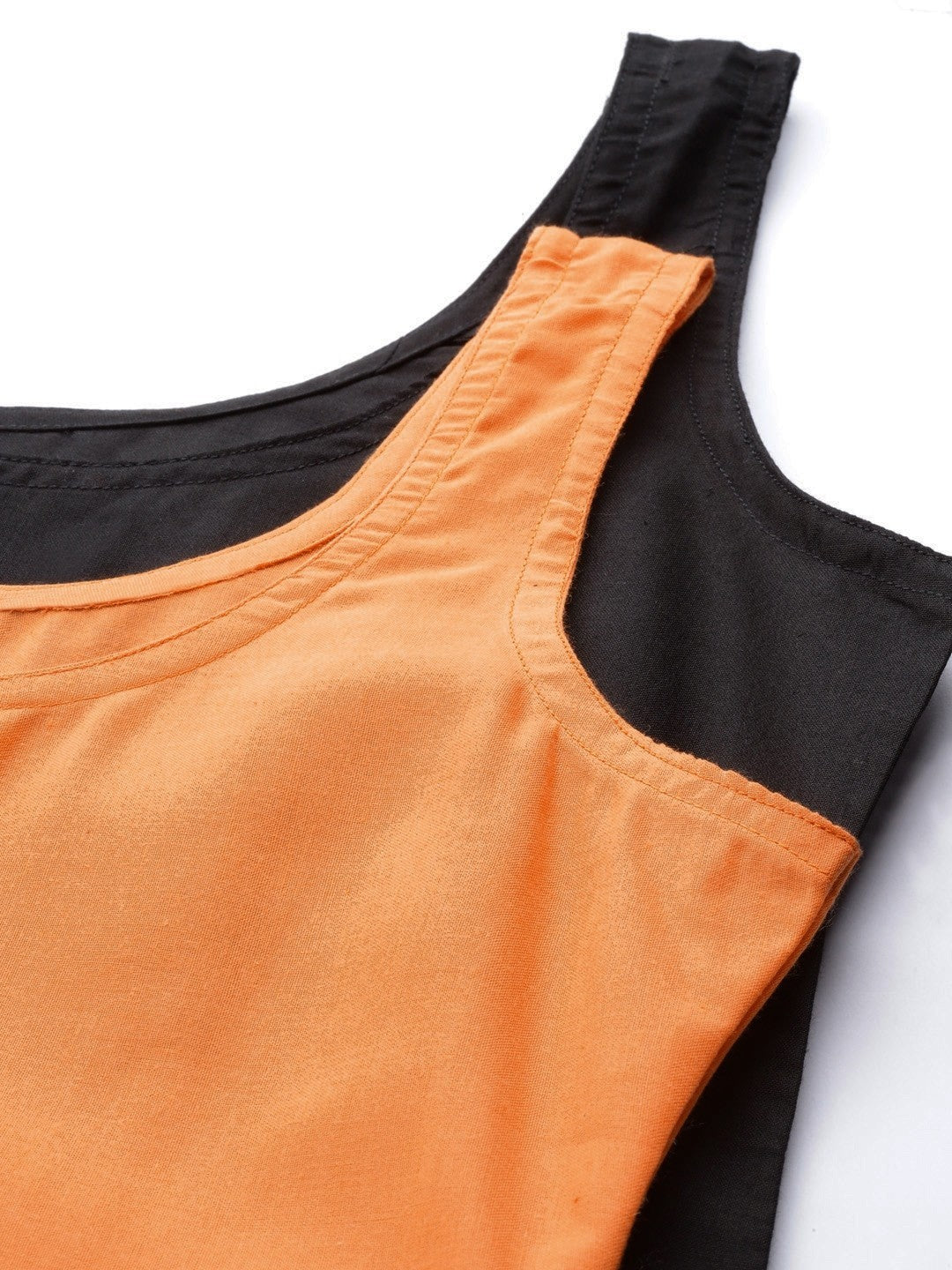 Ada  Black And Orange Cotton Long Slips Combo of 2  A111134.