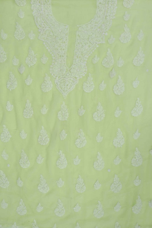 Ada Hand Embroidered Lemon Georgette Lucknowi Chikankari Unstitched Suit Piece 01A169419