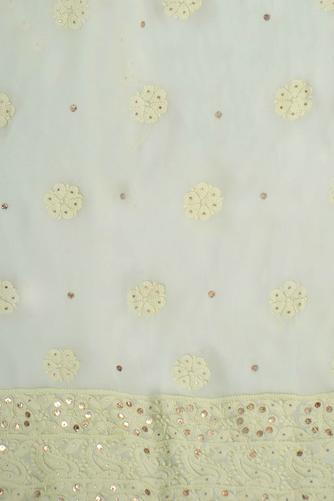 Ada Hand Embroidered Lemon Georgette Lucknowi Chikankari Semi-Stitched Anarkali Kurta Dupatta Set With Muqaish Work 01A132754