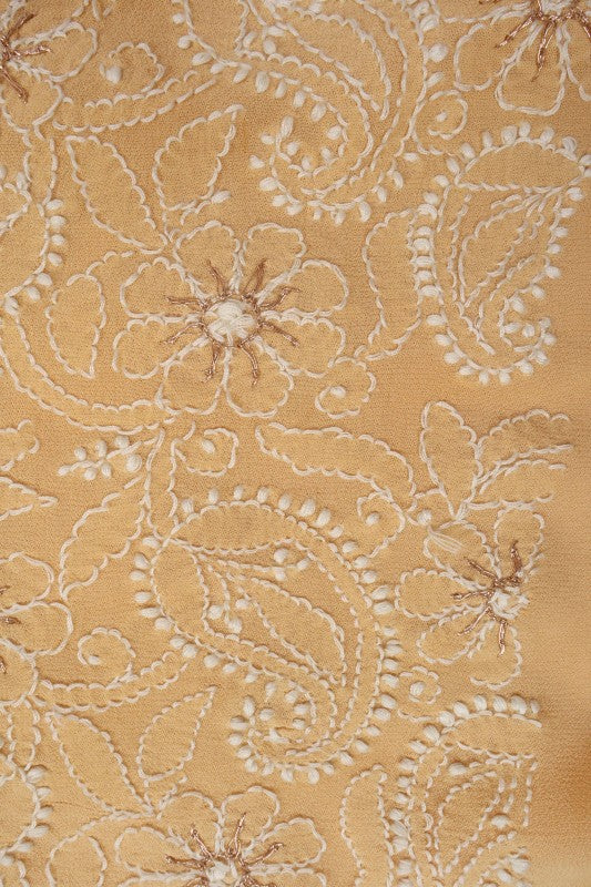 Ada Hand Embroidered Fawn Georgette Lucknowi Chikan Unstitched Kurta Piece With Pearl Work A511714