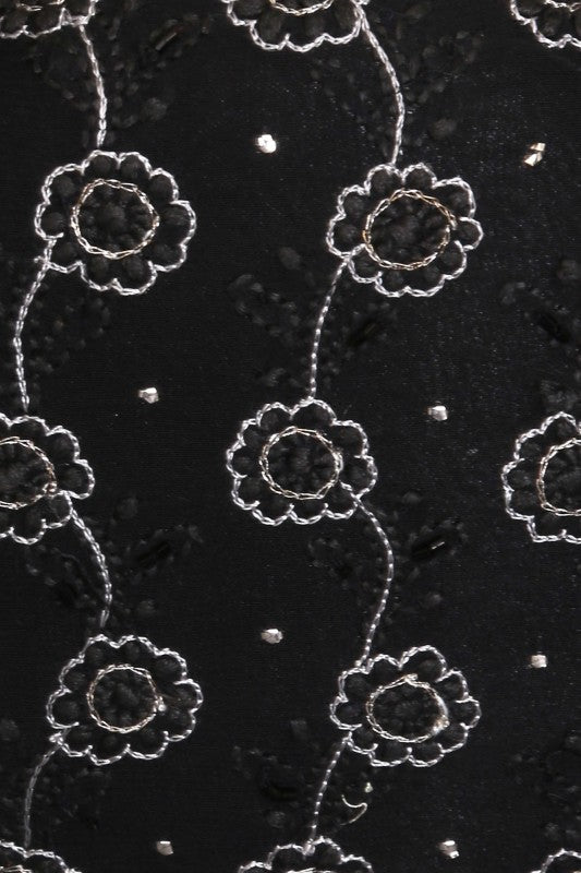 Ada Hand Embroidered Black Pure Georgette Lucknow Chikankari Clutch With Muqaish Work-A606026
