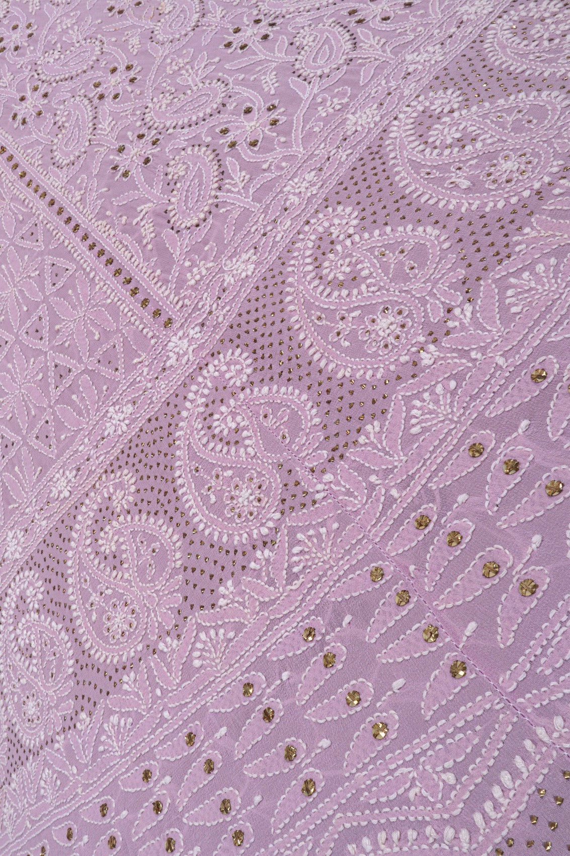 Ada Hand Embroidered Lavender Pure Georgette Lucknowi Chikankari Lehenga Skirt (only skirt) With Muqaish Work 01A42027
