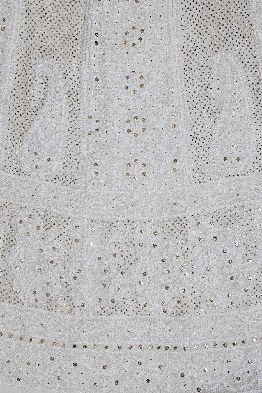 Ada Hand Embroidered White Georgette Semi-stitched Anarkali Kurta Dupatta With Muqaish Work-A614212