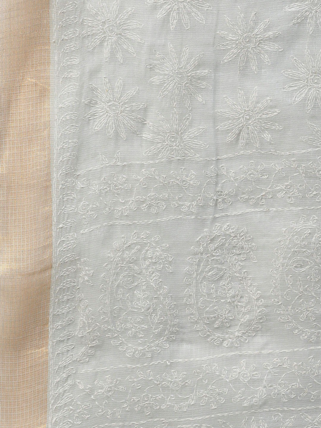 Ada Hand Embroidered Grey Kota Lucknowi Chikankari Dupatta A511166