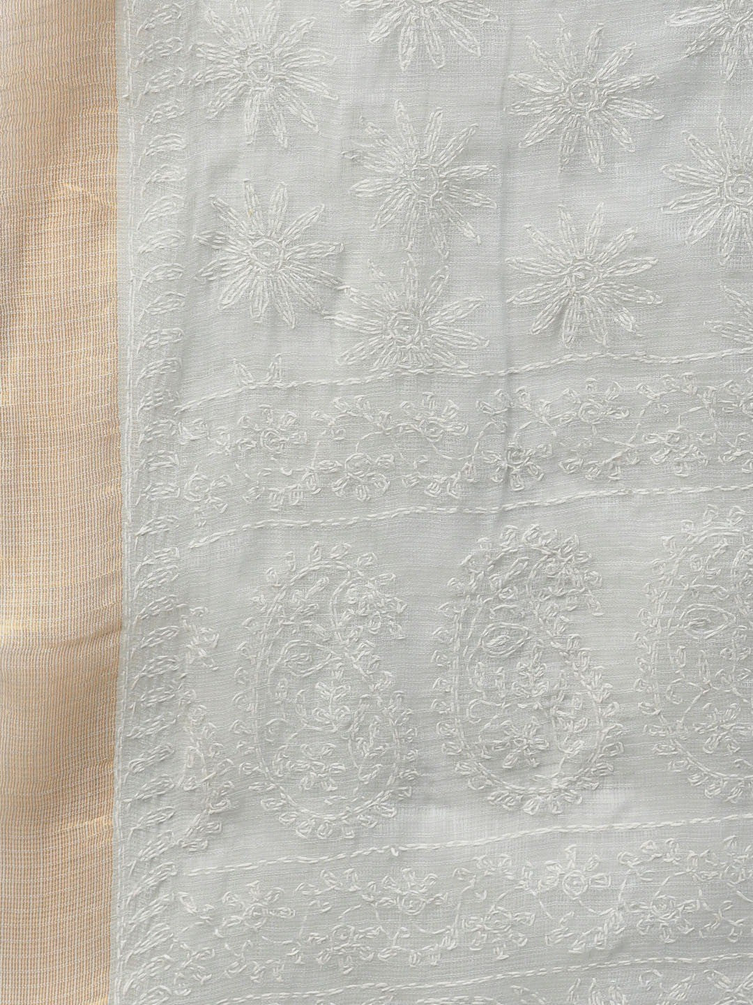 Ada Hand Embroidered Grey Kota Lucknowi Chikankari Dupatta A511166